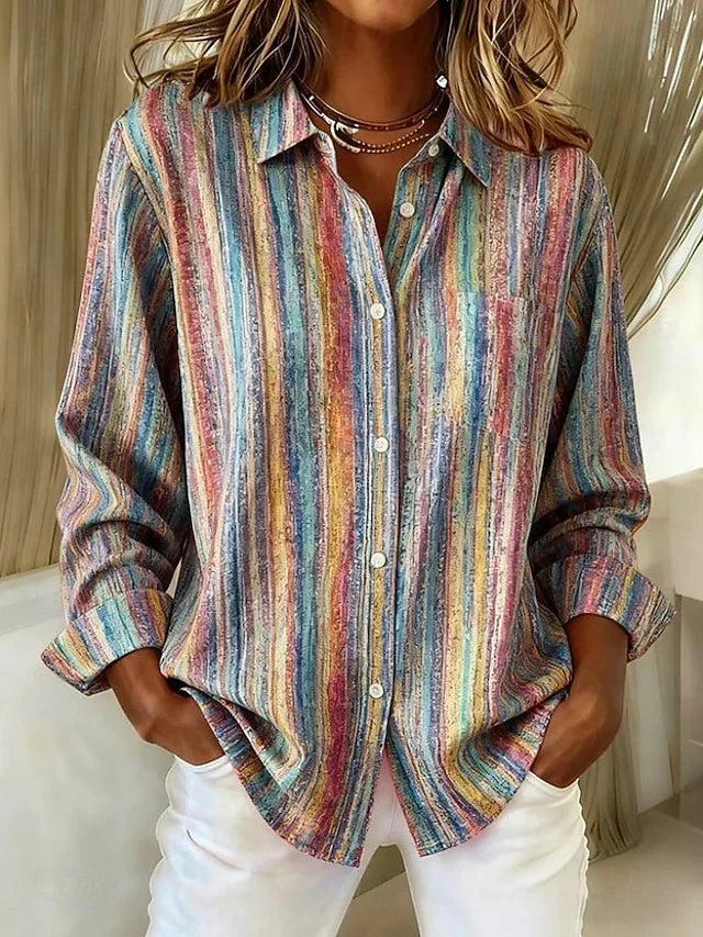 Willow | Multicolour Striped Button Front Blouse