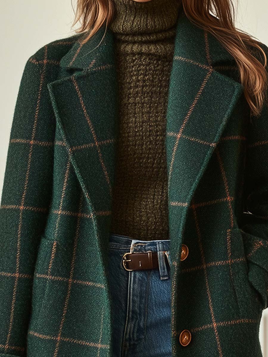 Eleanor | Women Plaid Longline Button Front Coat