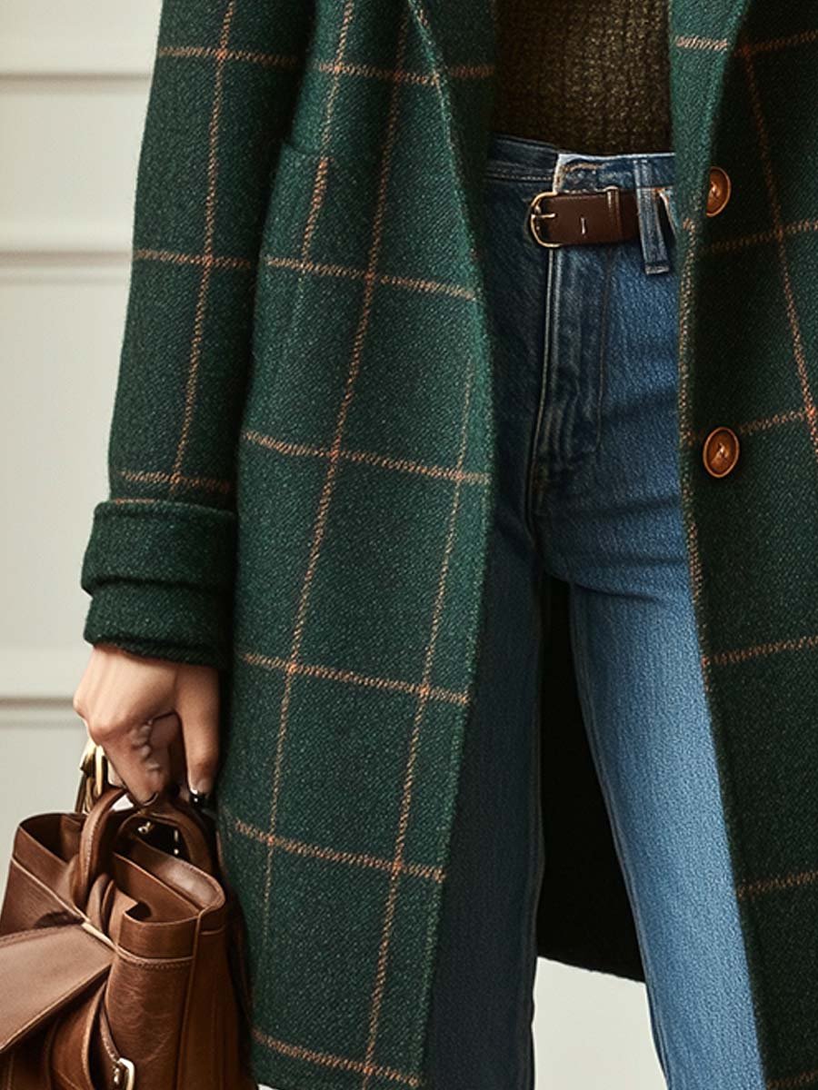 Eleanor | Women Plaid Longline Button Front Coat