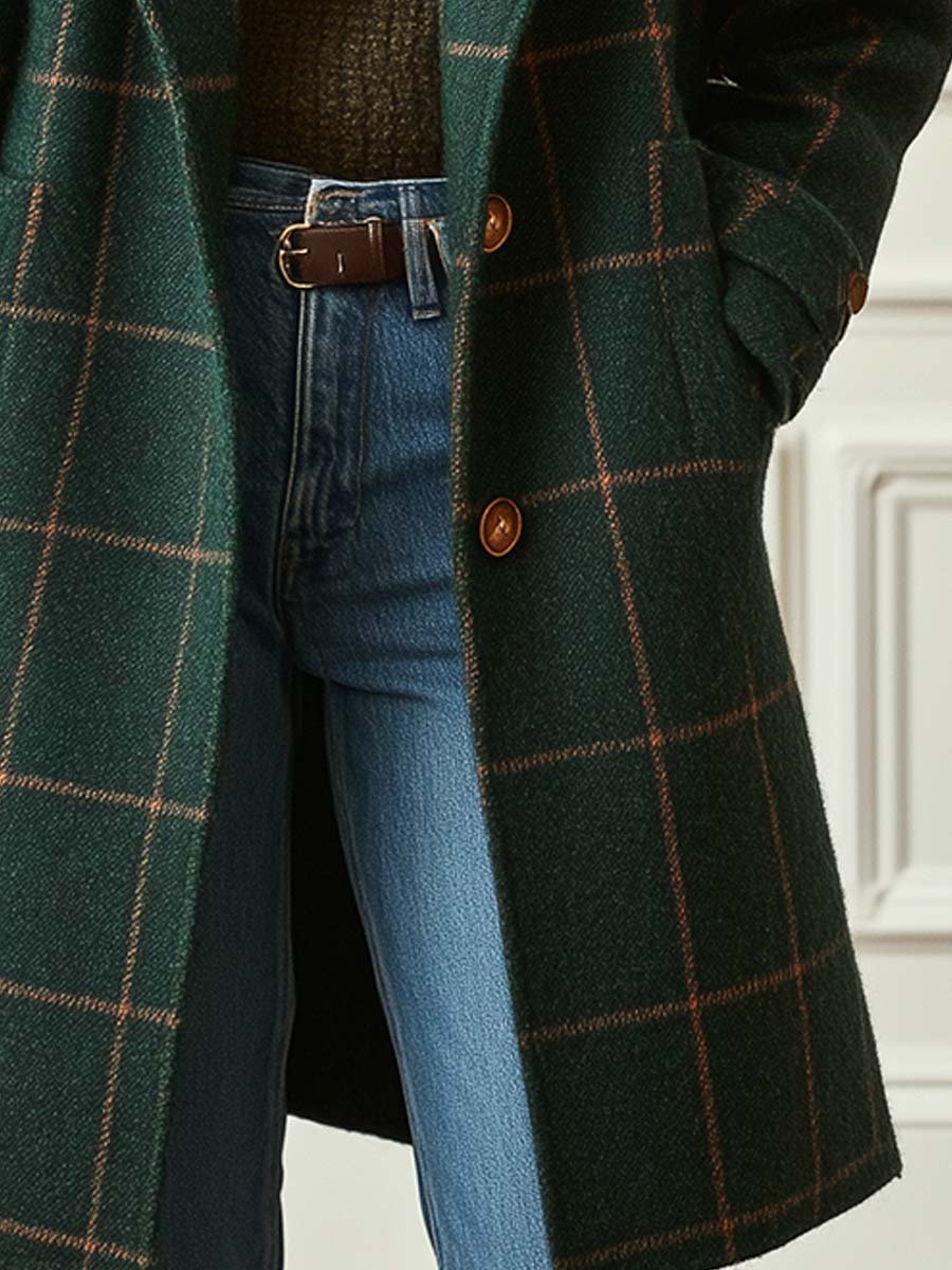 Eleanor | Women Plaid Longline Button Front Coat
