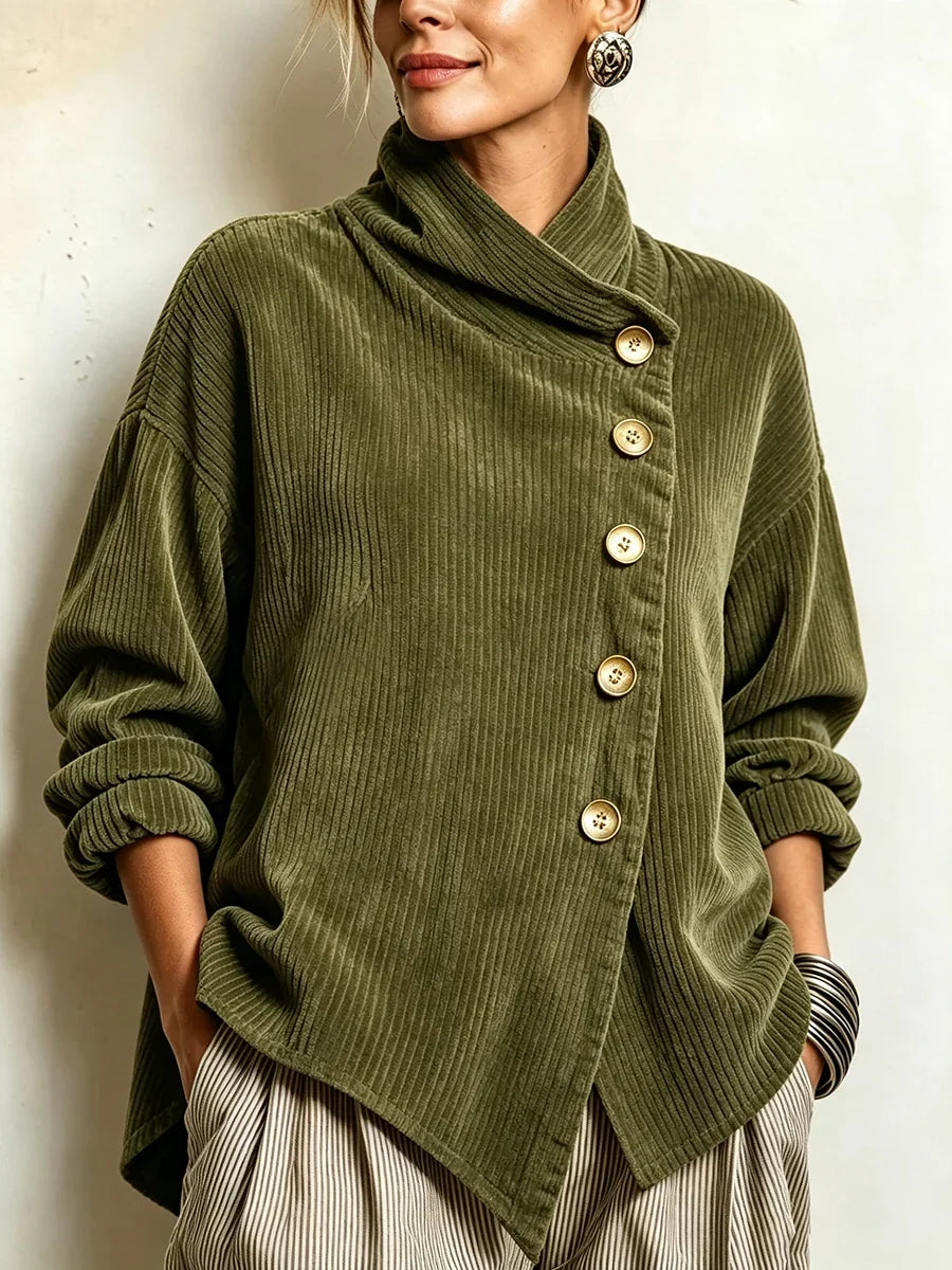 Beatrice | Asymmetric Button Ribbed Cardigan