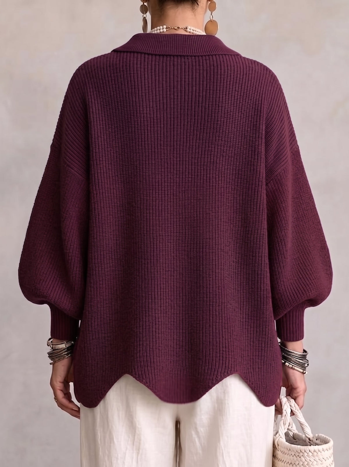 Abigail | Women Oversized Collared Button Front Knit Cardigan