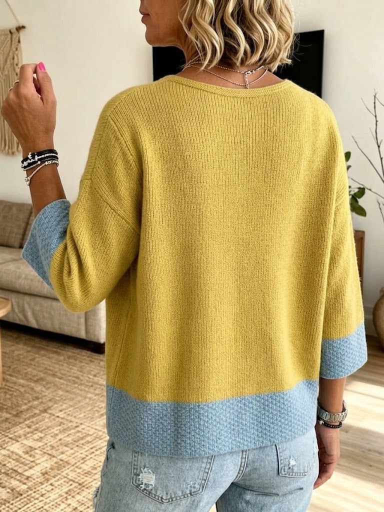 Julie | Contrast Cuff Button Cardigan