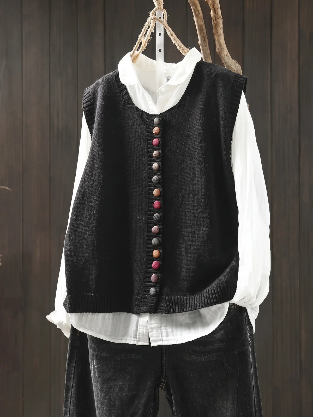 Willa | Multicoloured Button Front Knitted Vest