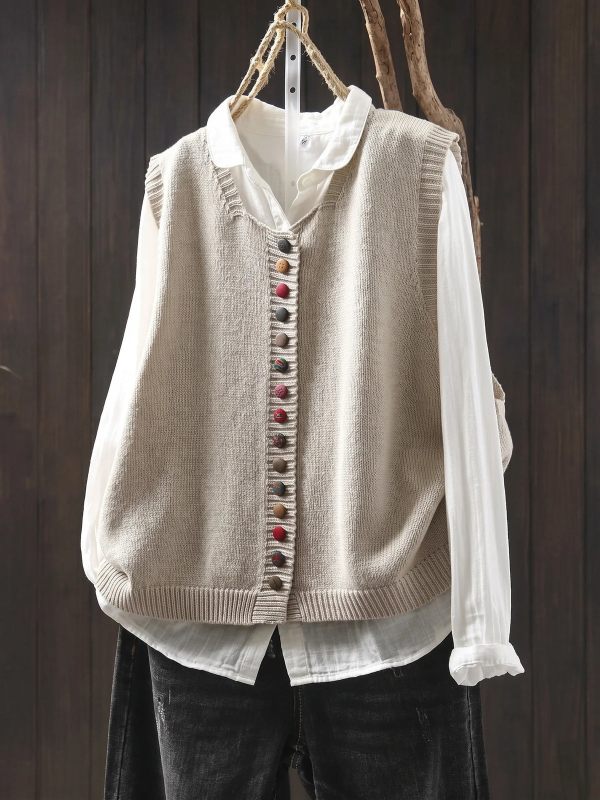Willa | Multicoloured Button Front Knitted Vest