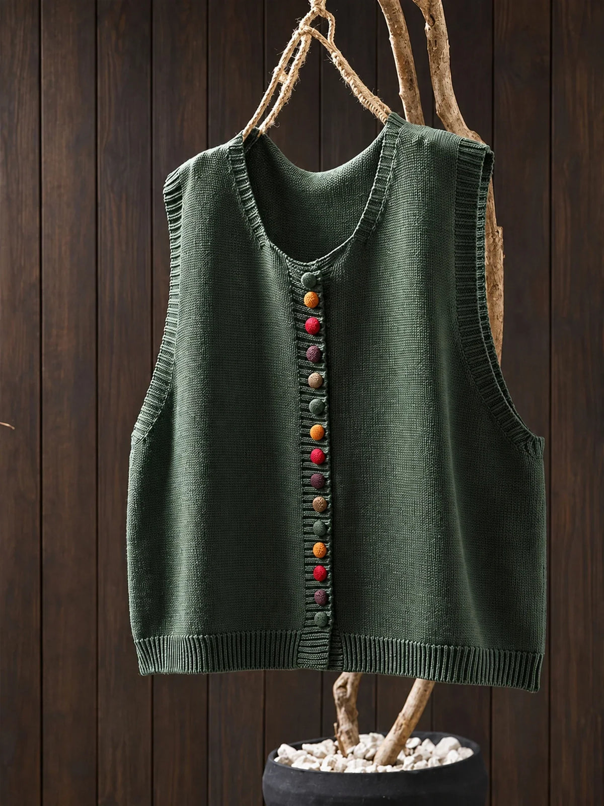 Willa | Multicoloured Button Front Knitted Vest