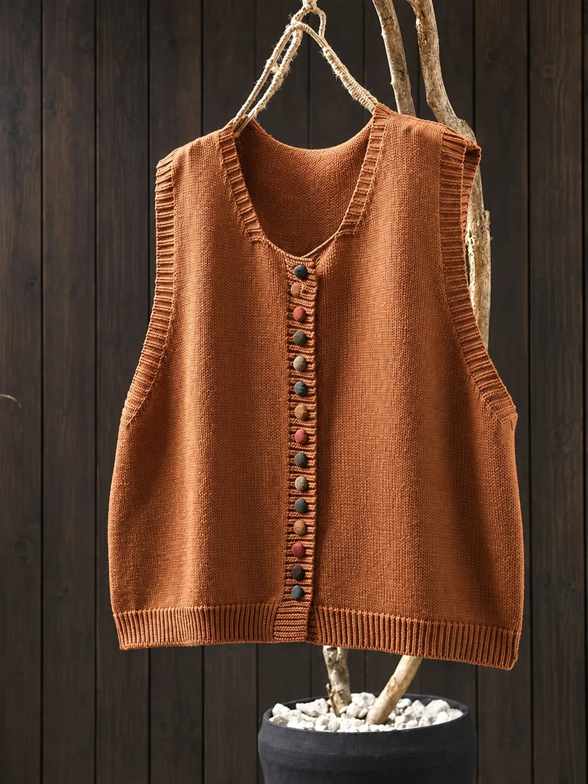 Willa | Multicoloured Button Front Knitted Vest