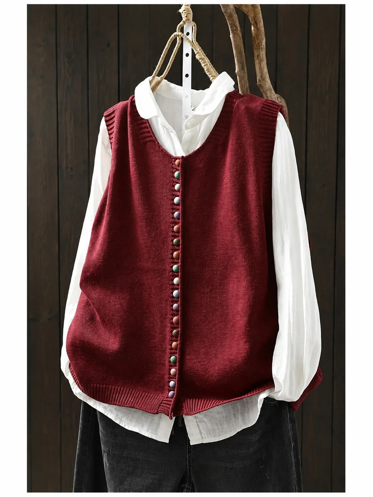 Willa | Multicoloured Button Front Knitted Vest