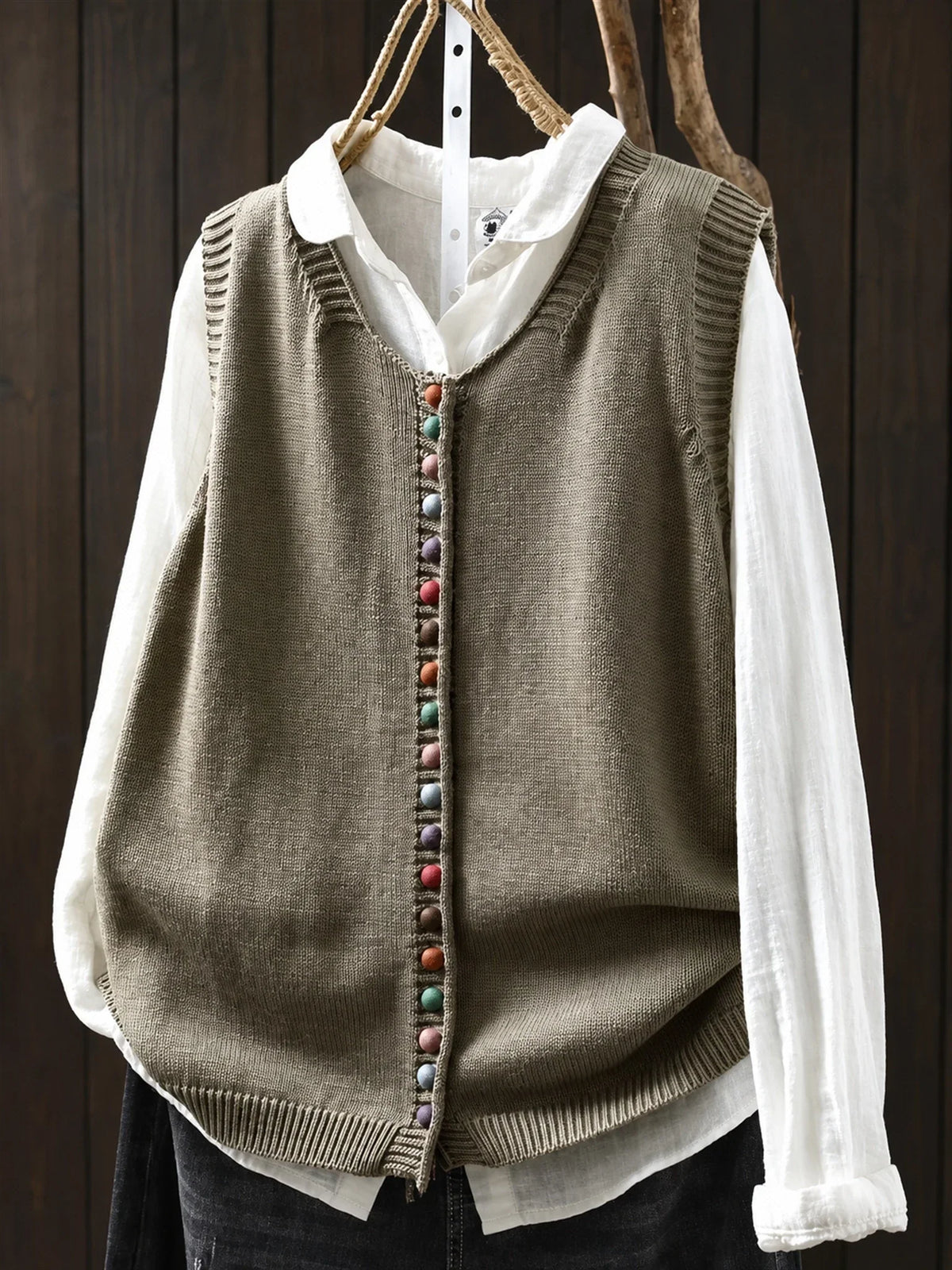 Willa | Multicoloured Button Front Knitted Vest