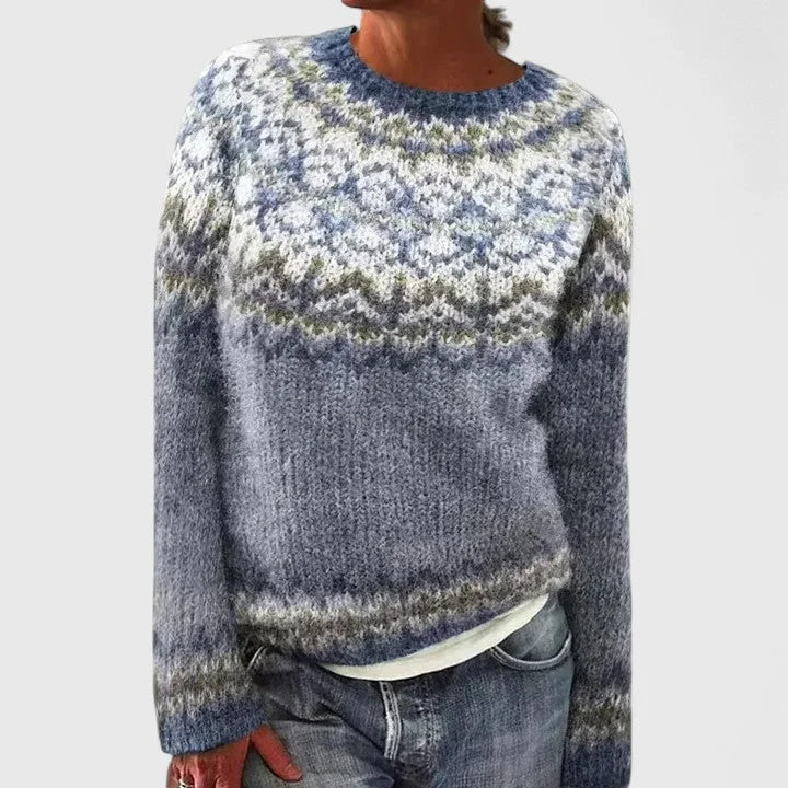 Margot | Women Fair Isle Pattern Crewneck Pullover Sweater