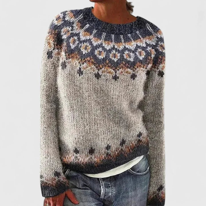 Margot | Women Fair Isle Pattern Crewneck Pullover Sweater