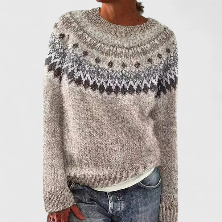 Margot | Women Fair Isle Pattern Crewneck Pullover Sweater