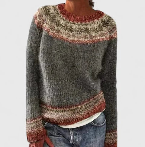 Margot | Women Fair Isle Pattern Crewneck Pullover Sweater