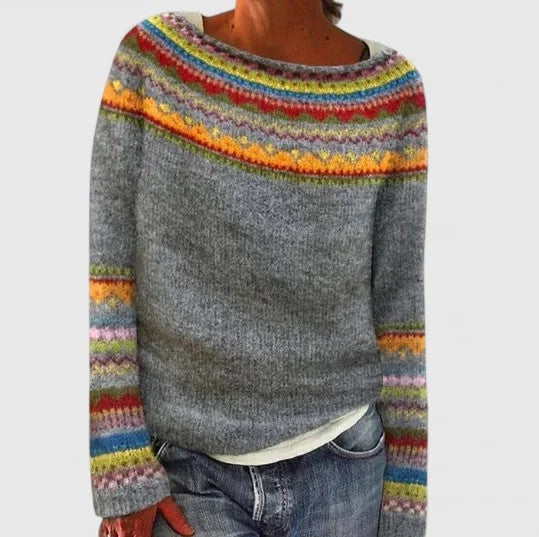 Margot | Women Fair Isle Pattern Crewneck Pullover Sweater
