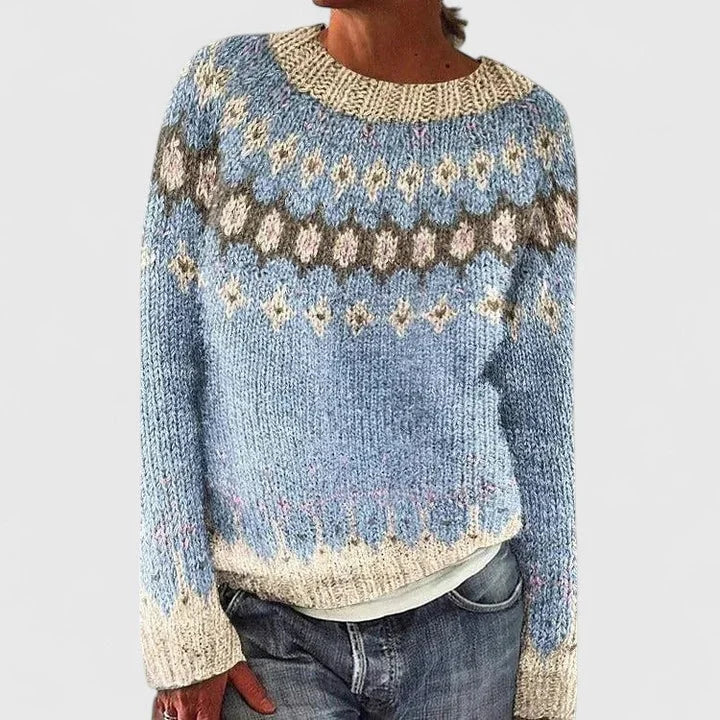 Margot | Women Fair Isle Pattern Crewneck Pullover Sweater