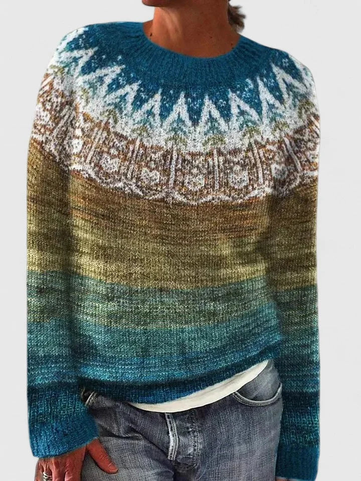 Margot | Women Fair Isle Pattern Crewneck Pullover Sweater