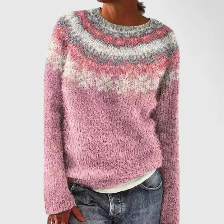 Margot | Women Fair Isle Pattern Crewneck Pullover Sweater