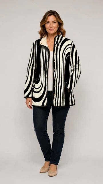 Soraya | Casual Quilted Jacket with Abstract Geometric Design