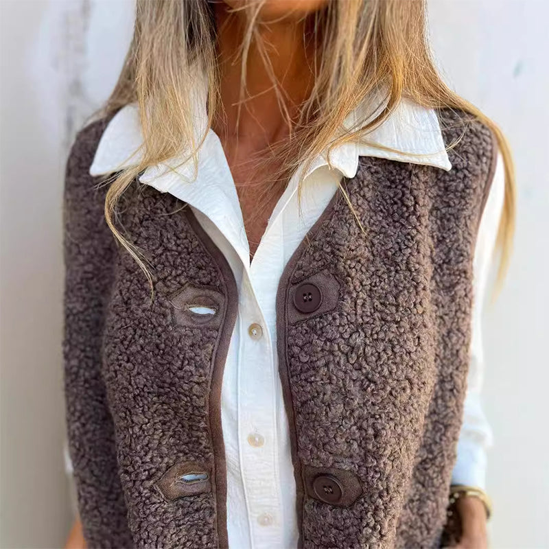 Etta | Women's Autumn Button Front Short Warm Vest