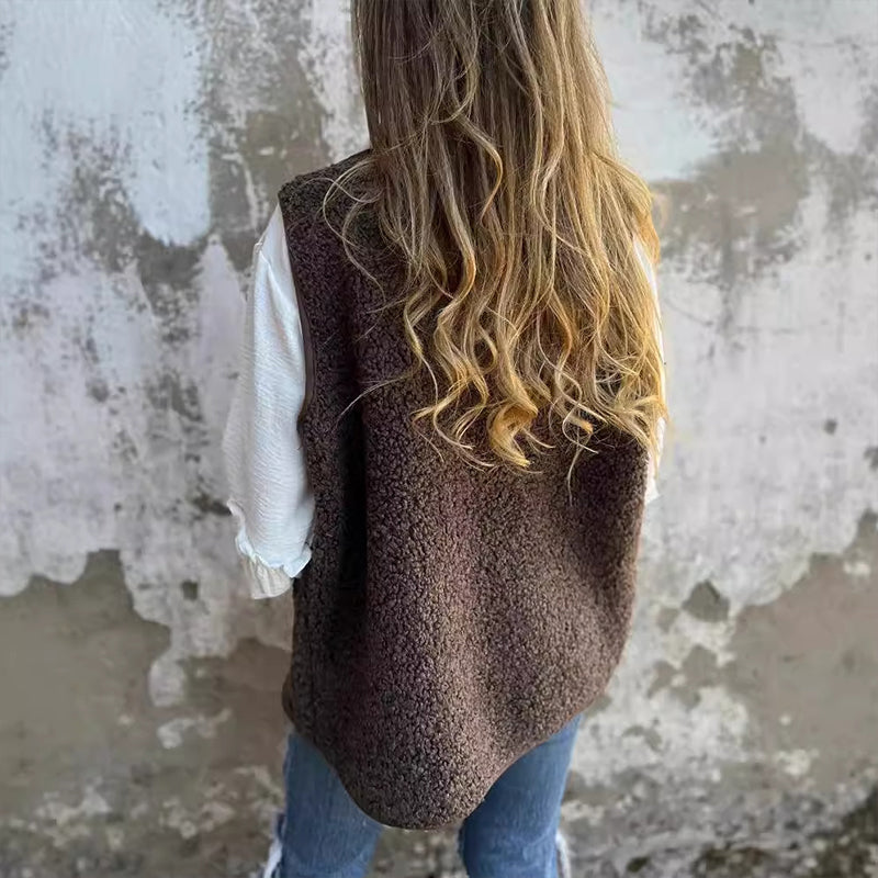 Etta | Women's Autumn Button Front Short Warm Vest