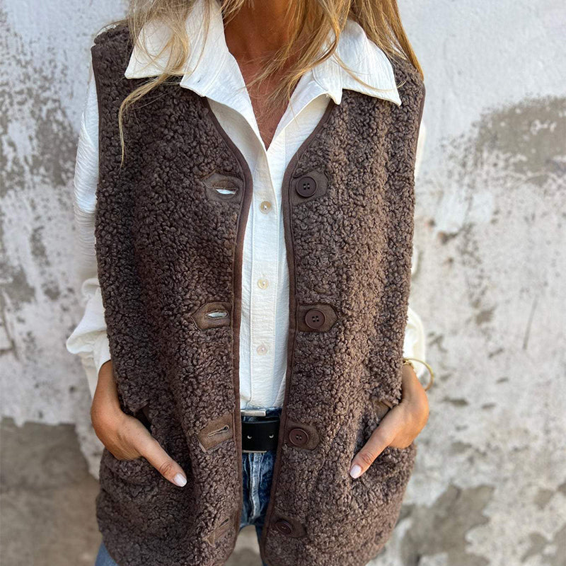 Etta | Women's Autumn Button Front Short Warm Vest
