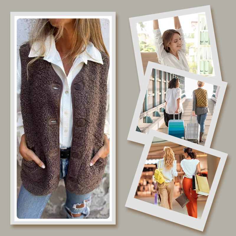 Etta | Women's Autumn Button Front Short Warm Vest