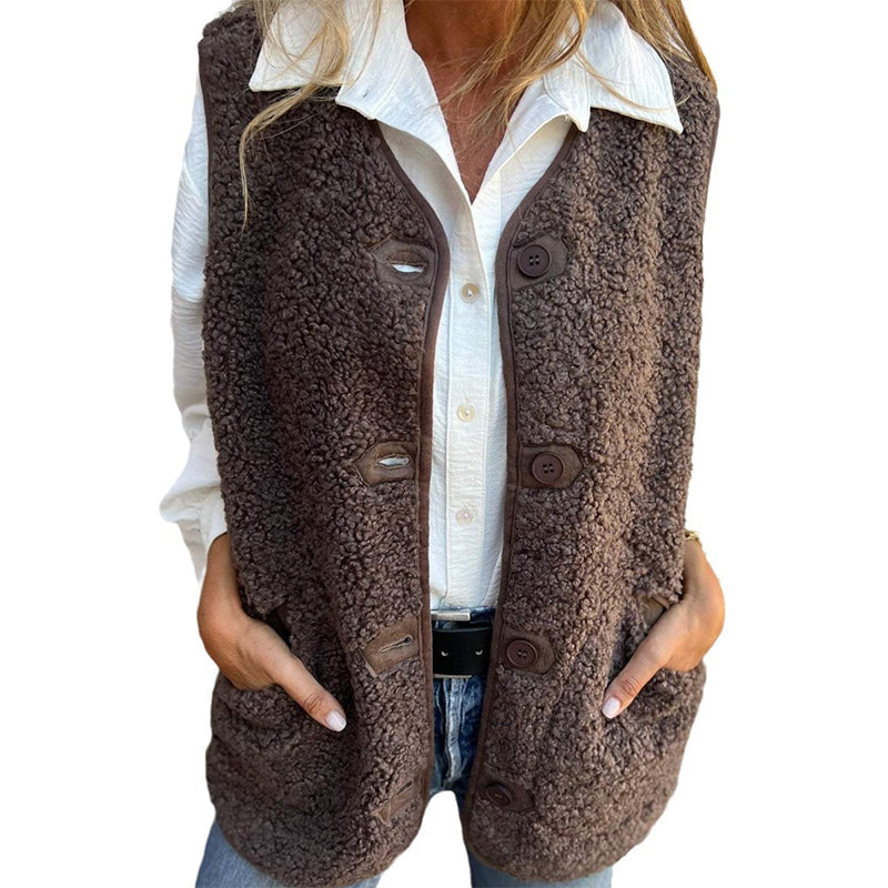Etta | Women's Autumn Button Front Short Warm Vest