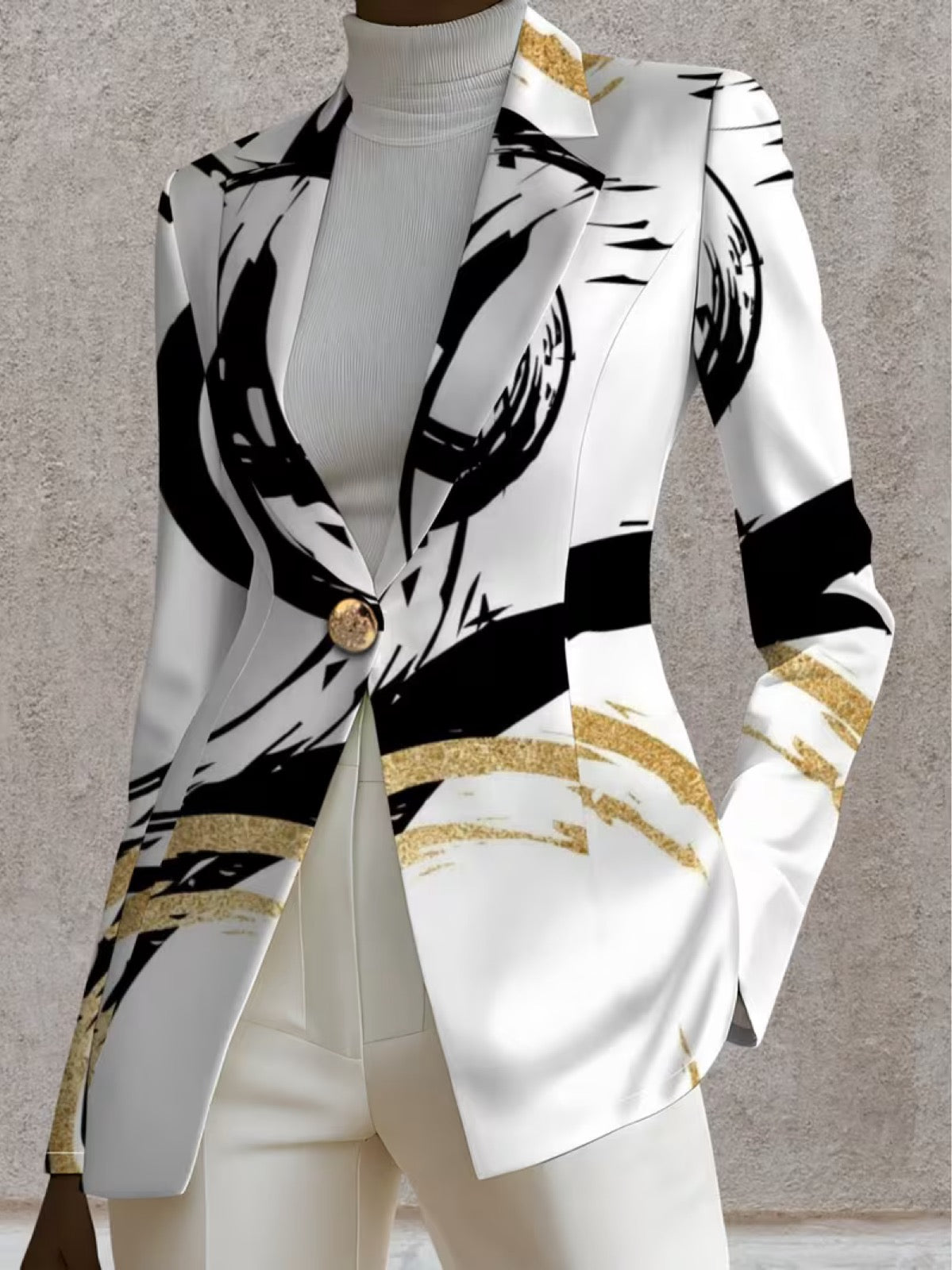 Sienna | Women Abstract Print Tailored Button Blazer