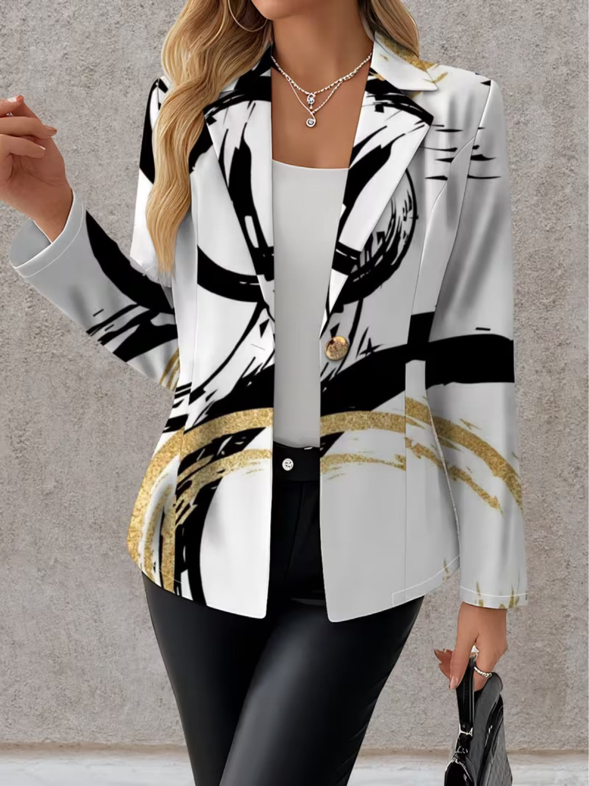 Sienna | Women Abstract Print Tailored Button Blazer