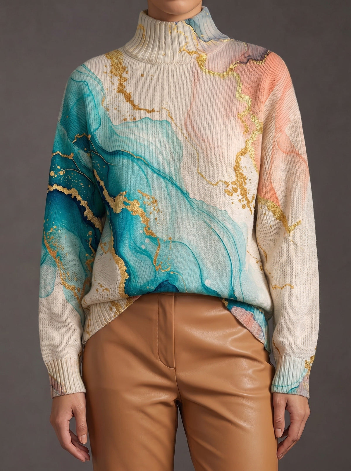 Penelope | Women Printed Turtleneck Jumper
