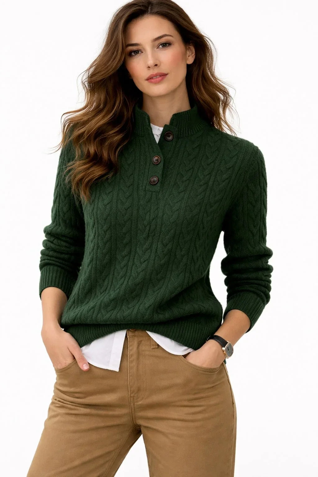 Eleanor | Cable Knit Button Pullover