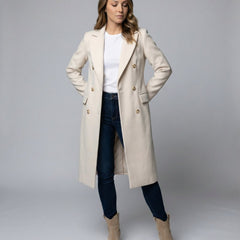 Elowen double-breasted overcoat, styled look