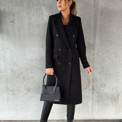 Elowen double-breasted overcoat in Black