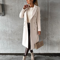 Elowen double-breasted overcoat, front view