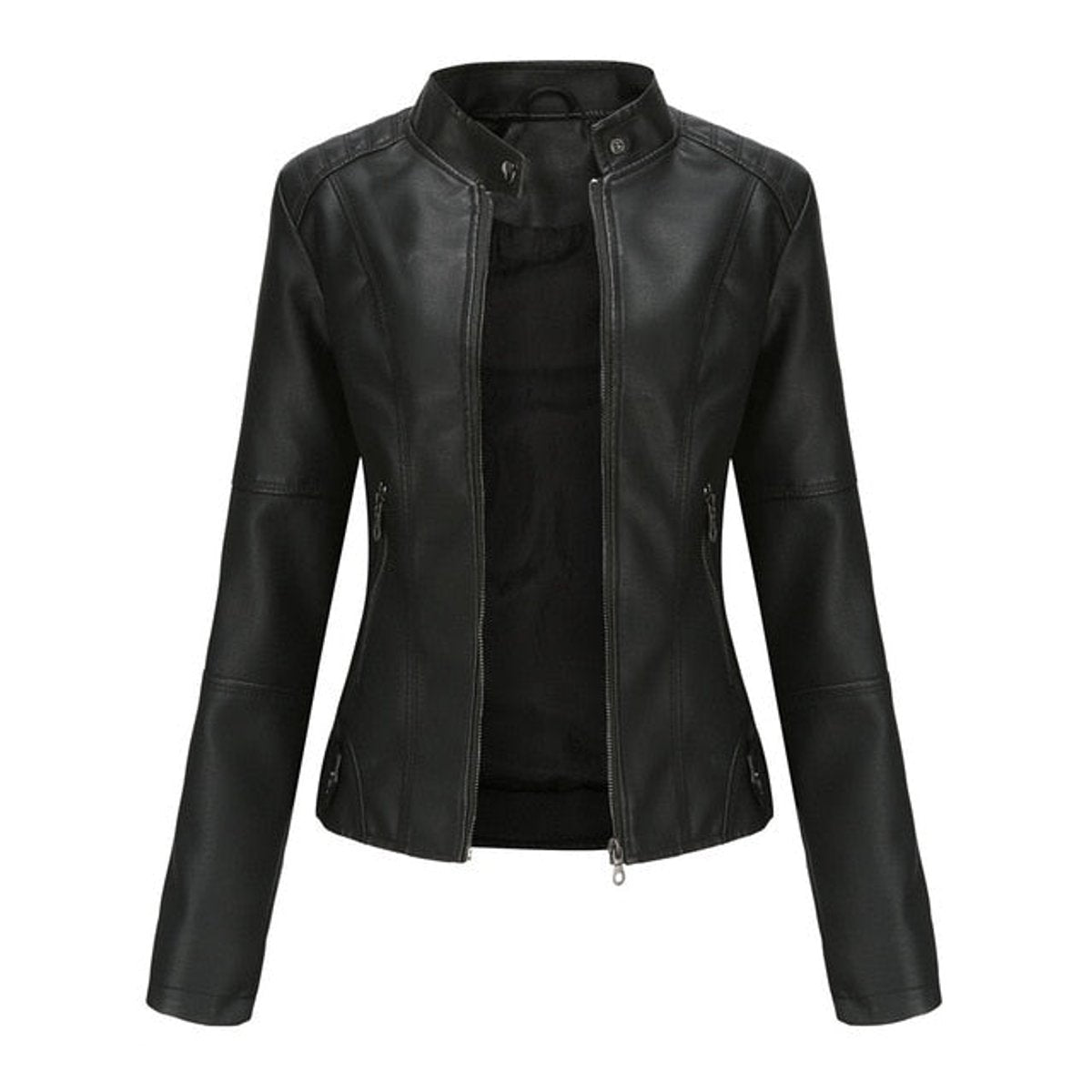 Vivienne | Women Stand Collar Zip Front Fitted Jacket
