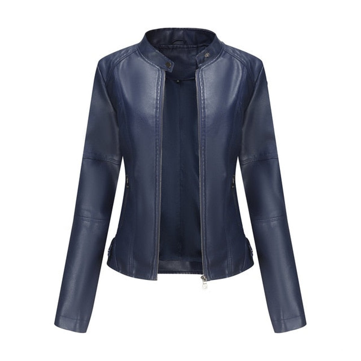 Vivienne | Women Stand Collar Zip Front Fitted Jacket