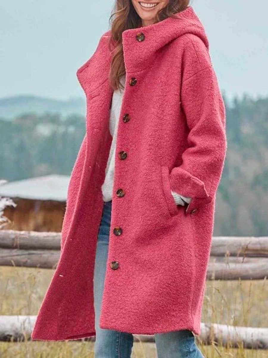 Audrey | Women Longline Hooded Button Front Coat