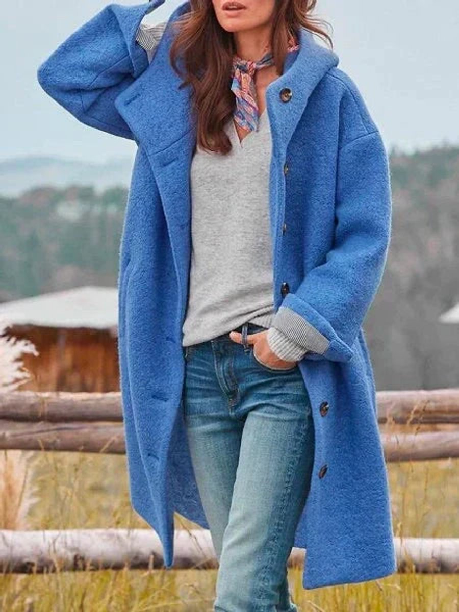 Audrey | Women Longline Hooded Button Front Coat