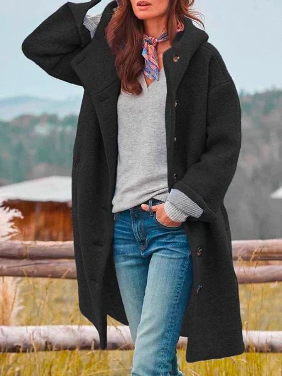 Audrey | Women Longline Hooded Button Front Coat