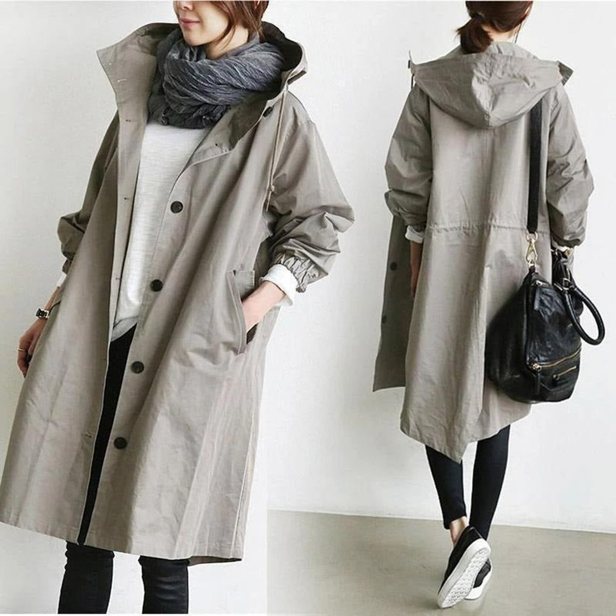 Beverley | Hooded Button Front Long Coat