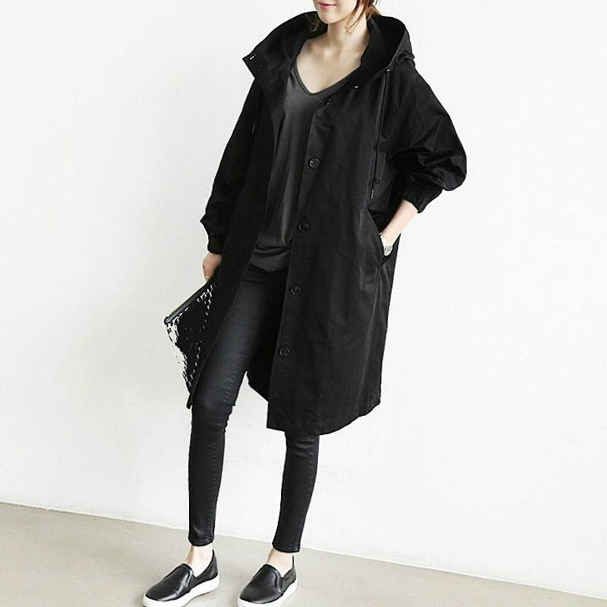 Beverley | Hooded Button Front Long Coat
