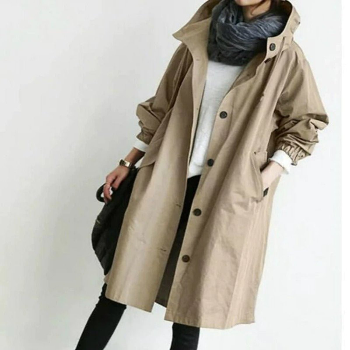 Beverley | Hooded Button Front Long Coat