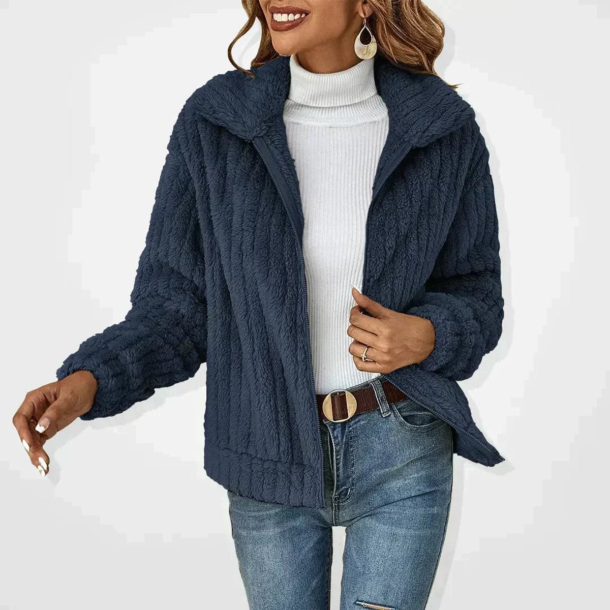 Harper | Women Hooded Full Zip Textured Jacket