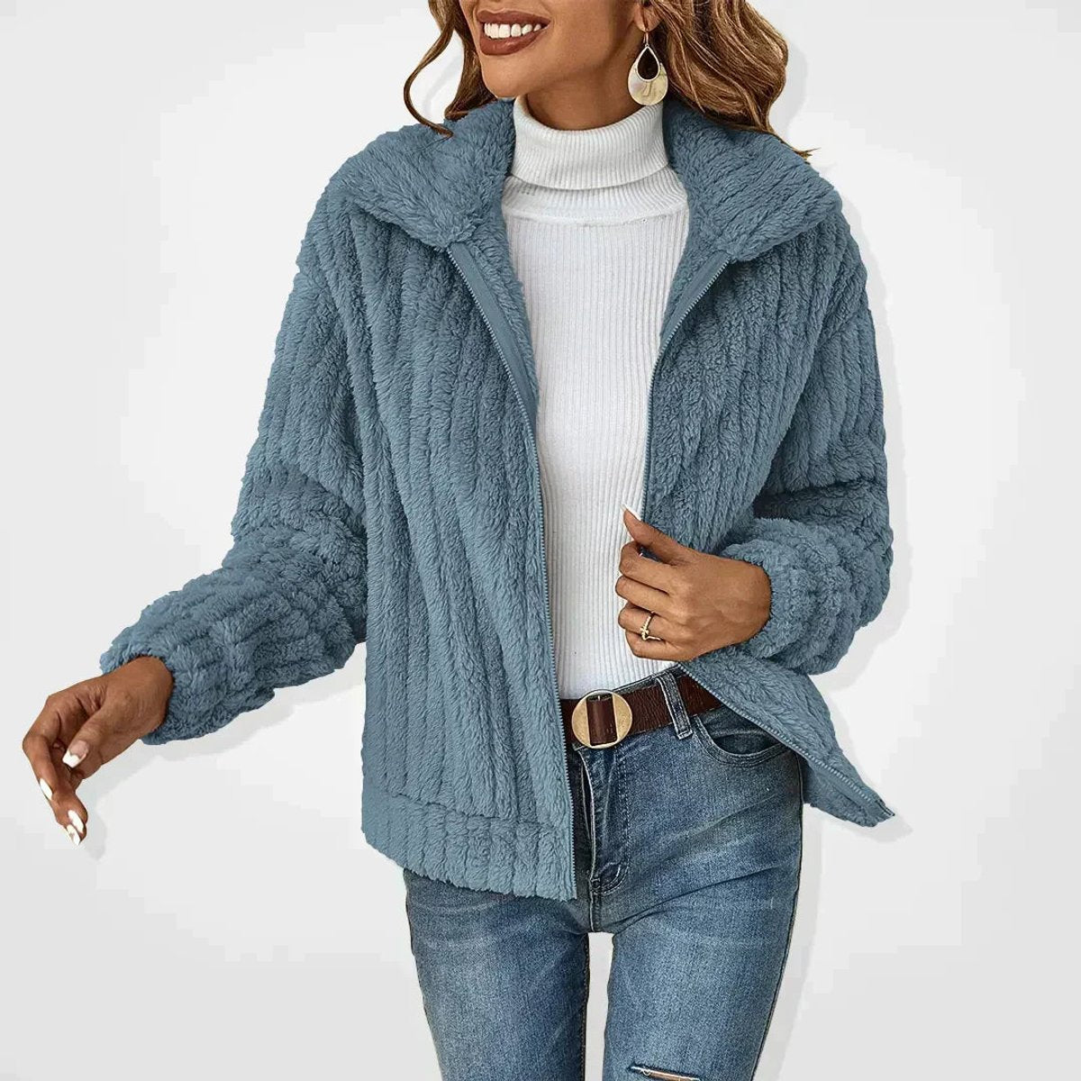 Harper | Women Hooded Full Zip Textured Jacket