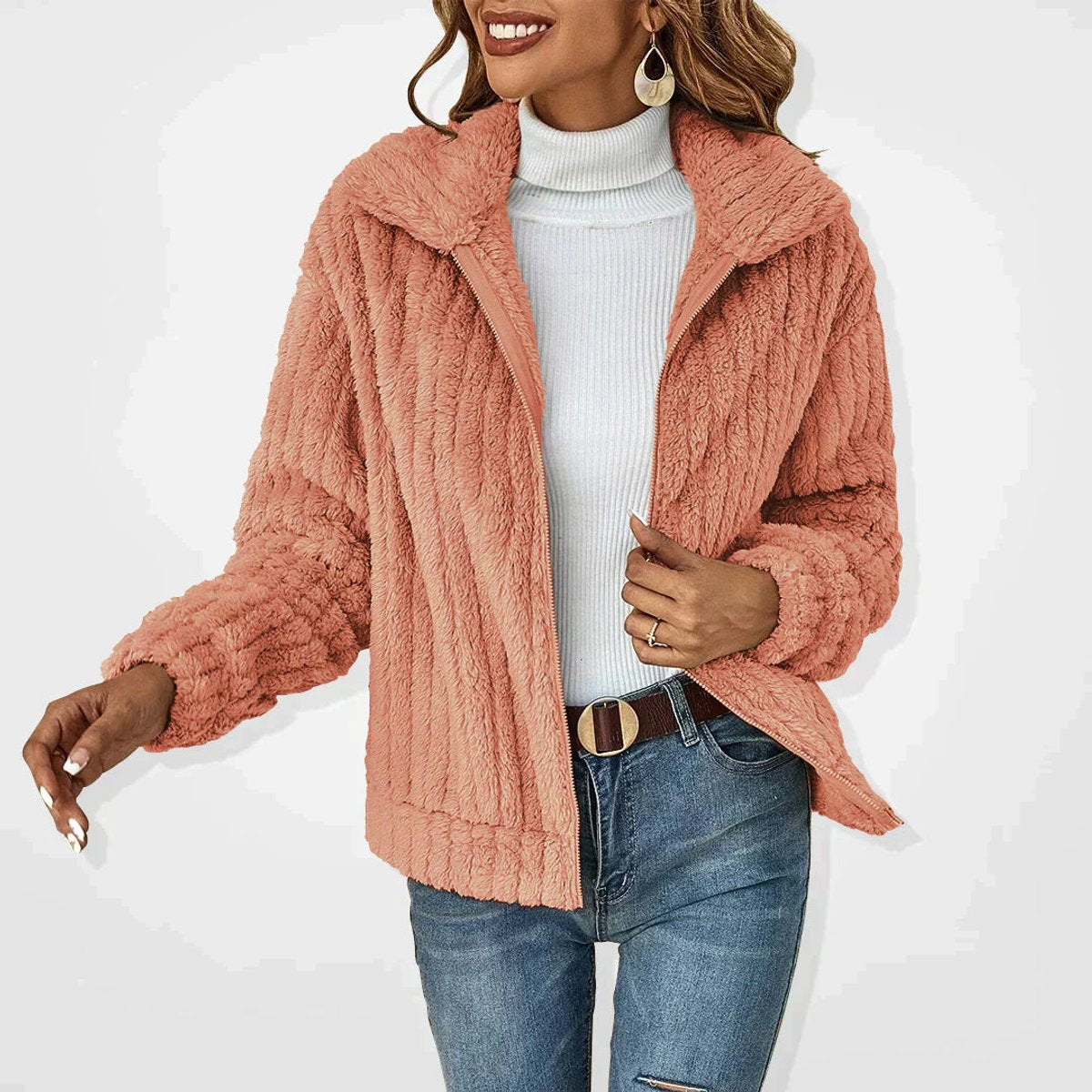 Harper | Women Hooded Full Zip Textured Jacket