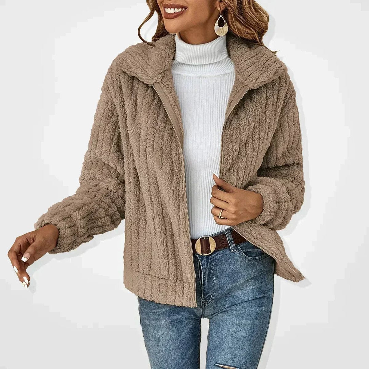 Harper | Women Hooded Full Zip Textured Jacket