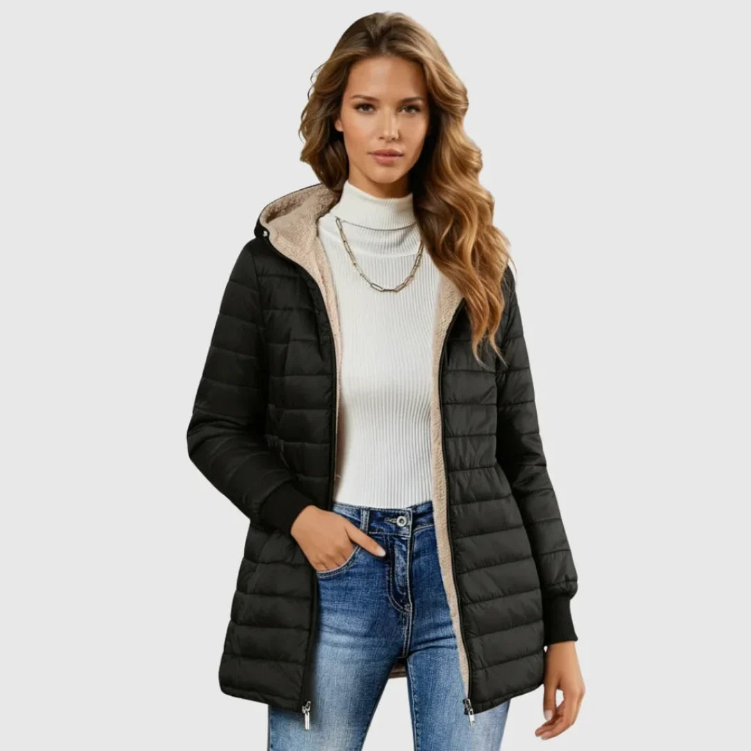 Eleanor | Women Quilted Hooded Zip Puffer Jacket