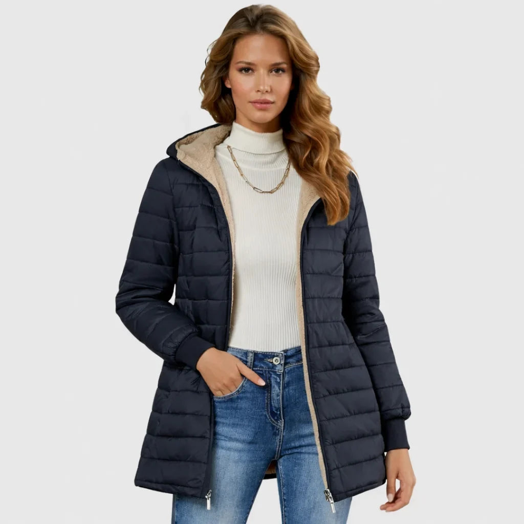 Eleanor | Women Quilted Hooded Zip Puffer Jacket