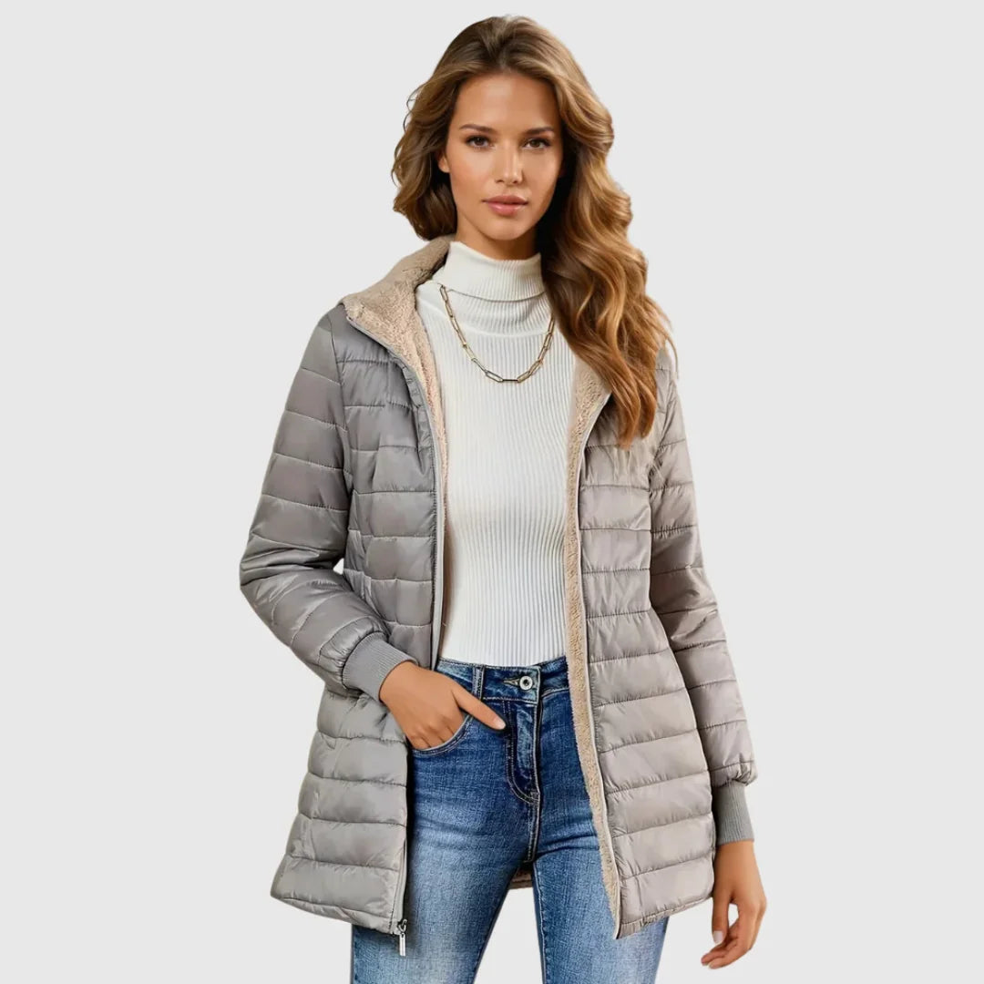 Eleanor | Women Quilted Hooded Zip Puffer Jacket