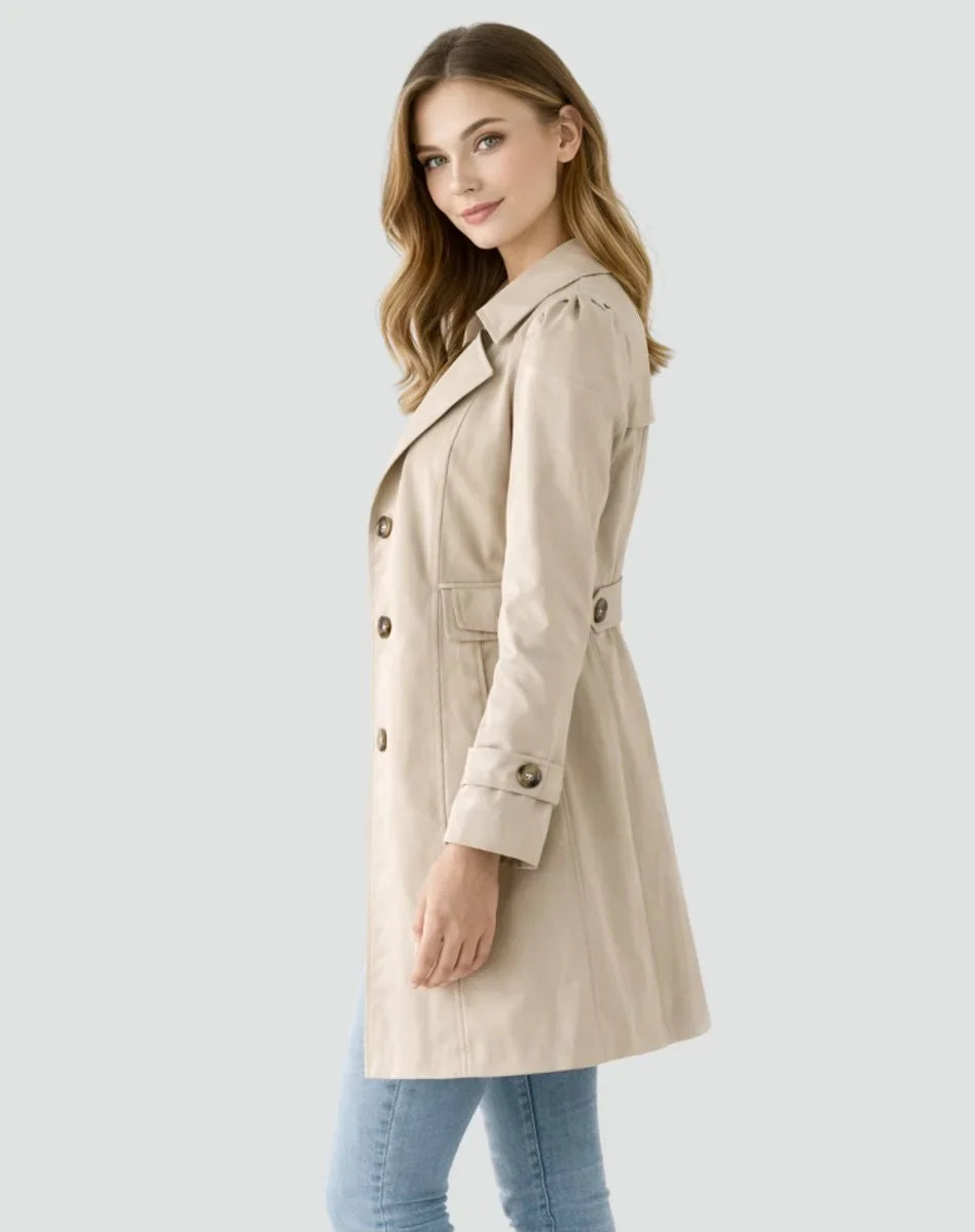 Adeline | Women Double Breasted Longline Trench Coat